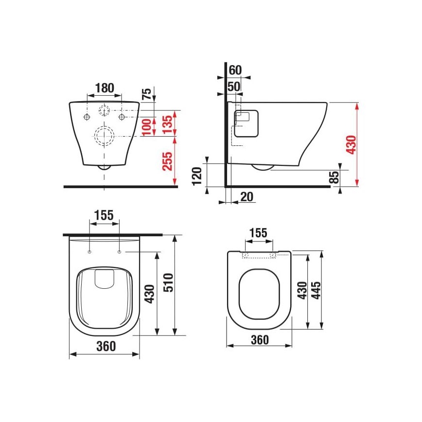 JIKA H8666160000001 - Wandhängendes WC DEEP, Keramik/weiß + SoftClose-WC-Sitz DEEP, Duroplast/weiß