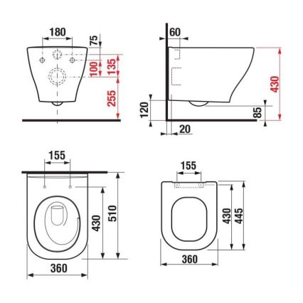 JIKA H8666180000001 - WC sospeso DEEP in ceramica, bianco + sedile per WC DEEP con chiusura rallentata SoftClose in Duroplast, bianco