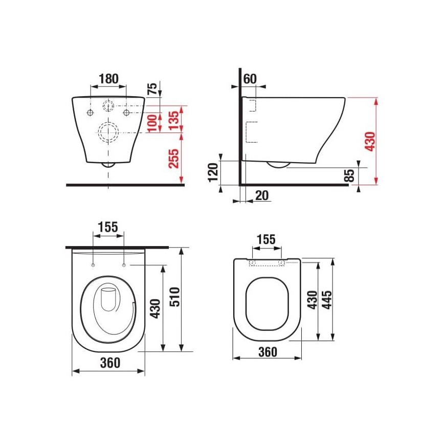 JIKA H8666180000001 - WC sospeso DEEP in ceramica, bianco + sedile per WC DEEP con chiusura rallentata SoftClose in Duroplast, bianco