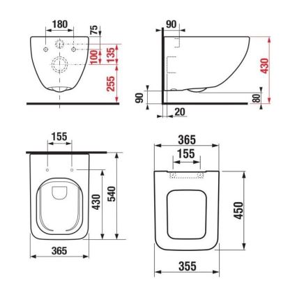 JIKA H8669540000001 - WC suspendu PURE céramique/blanc + abattant SoftClose PURE en duroplast/blanc