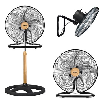 JOHNSON - Ventilateur sur pied 3 en 1 WOOD 80W/230V diam. 50 cm noir/beige