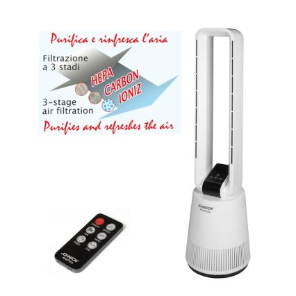 JOHNSON - Ventilatore con purificatore d'aria e filtro HEPA ARIA PURA 90W/230V bianco + telecomando