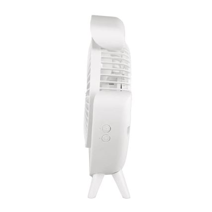 JOHNSON - Ventilatore da tavolo ricaricabile LED RGB multicolore LED/5W/3,7V 1200 mAh diametro 14 cm bianco