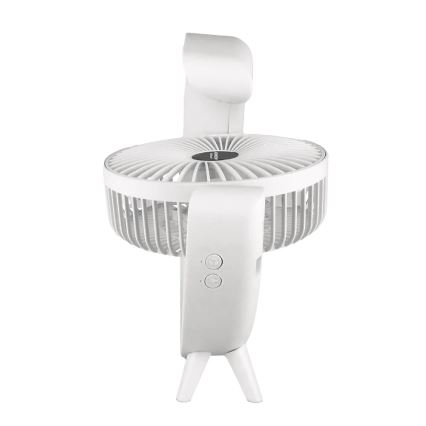 JOHNSON - Ventilatore da tavolo ricaricabile LED RGB multicolore LED/5W/3,7V 1200 mAh diametro 14 cm bianco