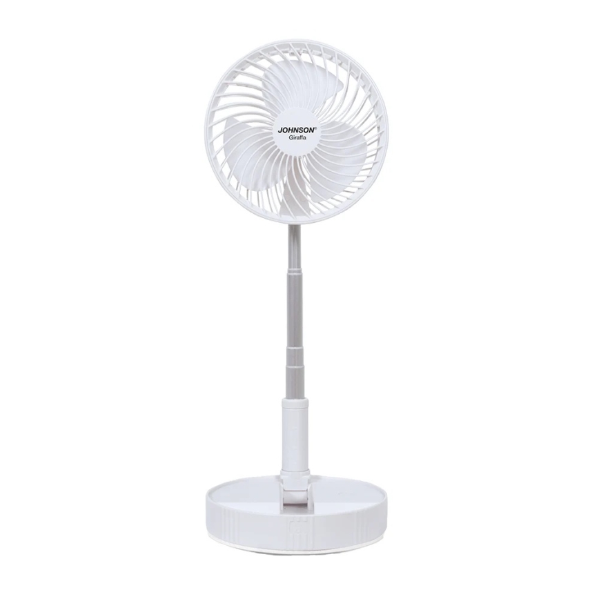 JOHNSON - Ventilatore da tavolo ricaricabile GIRAFFA 5W/3,7V 1200 mAh Ø 20 cm bianco