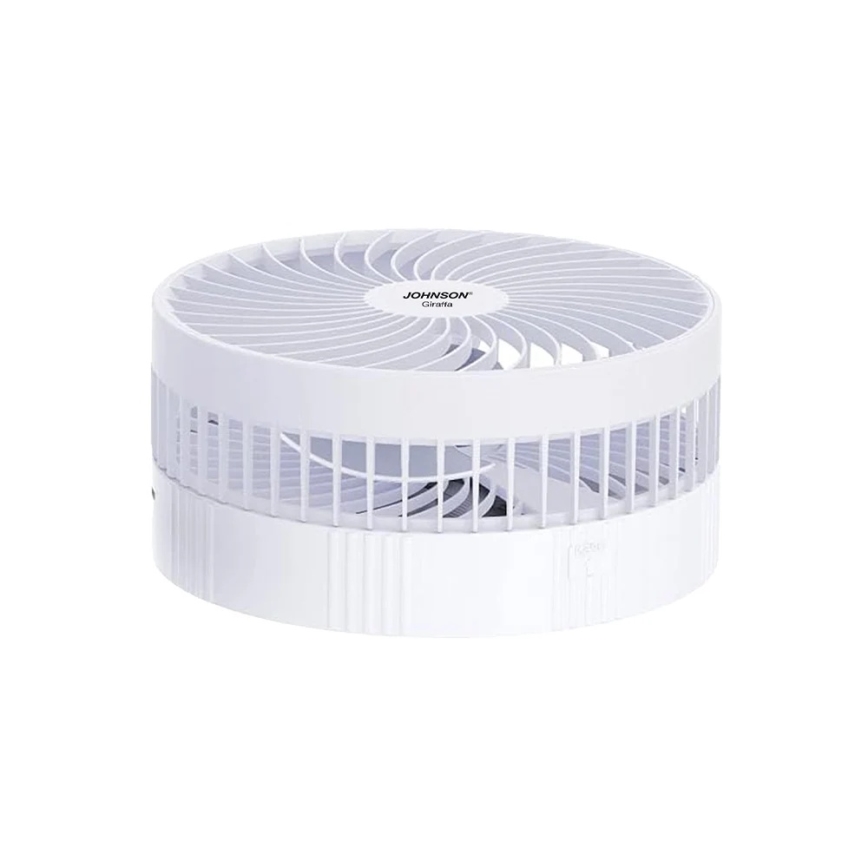 JOHNSON - Wiederaufladbarer Tischventilator GIRAFFA 5W/3,7V 1200 mAh Ø 20 cm weiß