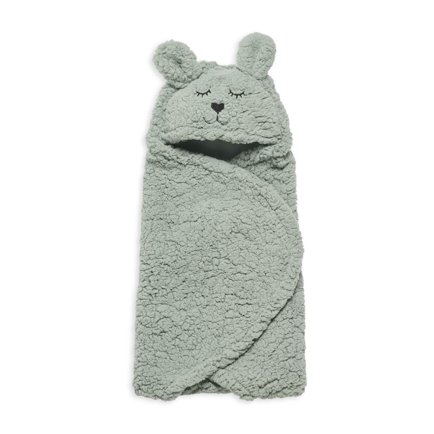 Jollein - Wickeldecke Fleece Häschen 100x105 cm Eschengrün