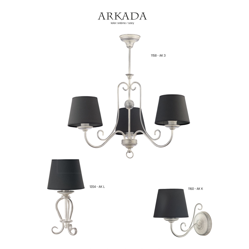 lampe de table ARKADA 1xE27/60W noir/argent patine