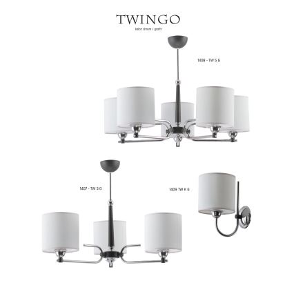 Jupiter 1407 - TW 3 G - Lustre avec tige TWINGO 3xE27/60W/230V