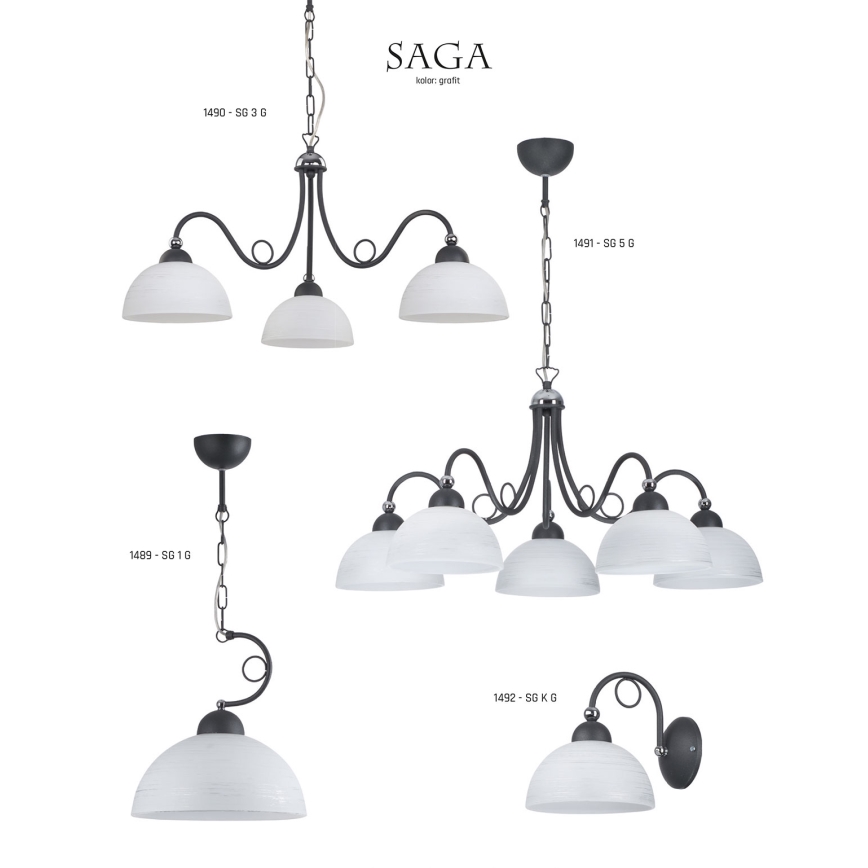 Jupiter 1490 - Lampadario a sospensione con catena SAGA 3xE27/60W/230V