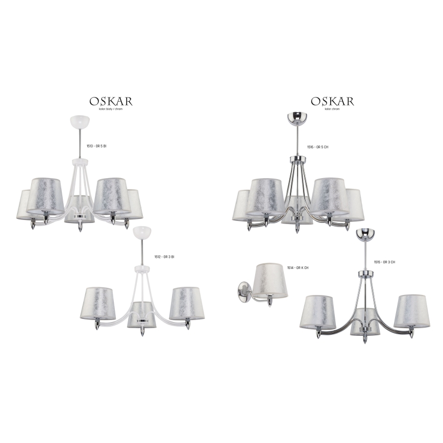 Jupiter 1516 - OS 5 ch - Lampadario a sospensione con supporto rigido OSKAR 5xE27/60W