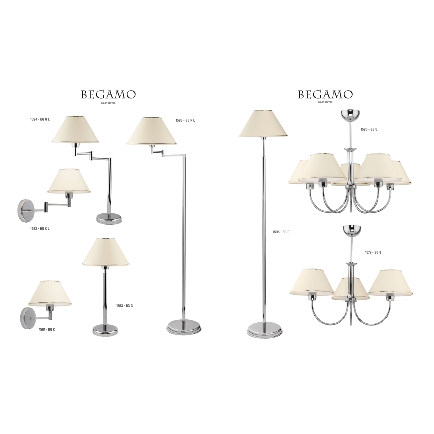Jupiter 1579 - BG 3 CH - Lampadario a sospensione con supporto rigido BEGAMO 3xE27/60W