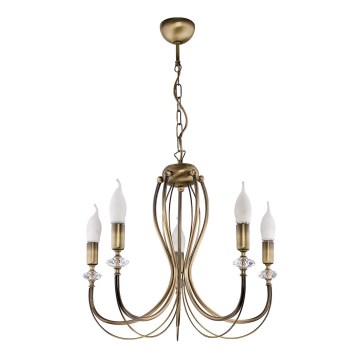 Jupiter 1611 - Lampadario su catena MELODY 5xE14/40W/230V patina ottone