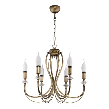 Jupiter 1612 - Lampadario su catena MELODY 6xE14/40W/230V patina ottone