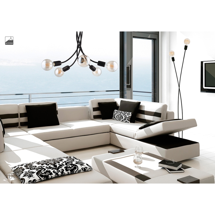 Jupiter 1640 - Stange-Kronleuchter LUCE 5xE27/60W/230V schwarz