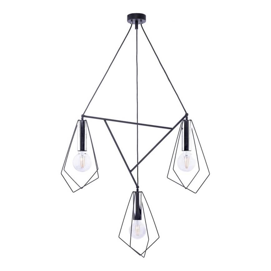 Jupiter 1663 - Lampadario a sospensione con filo KAIR 3xE27/60W/230V nero/cromo lucido