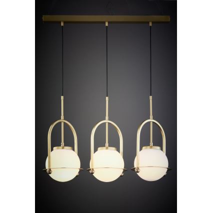 Jupiter 1917 - Lampadario a cavo ROSSO 3xE27/15W/230V dorato