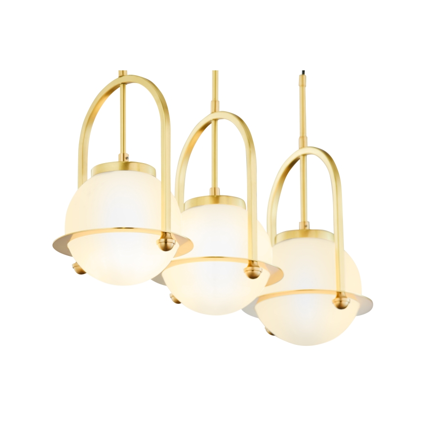 Jupiter 1917 - Lampadario a cavo ROSSO 3xE27/15W/230V dorato