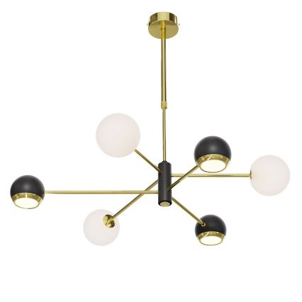 Jupiter 1965 - Pendelleuchte mit Stange MOKA 3xGU10/10W/230V + 3xG9/10W/230V gold/schwarz/weiß