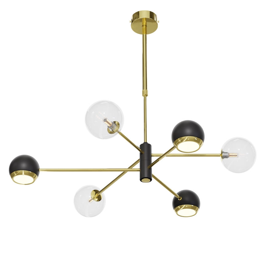 Jupiter 1967 - Stangenleuchte MOKA 3xGU10/10W/230V + 3xG9/10W/230V gold/schwarz/transparent