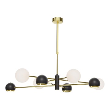 Jupiter 1971 - Suspension sur tige MOKA 4xGU10/10W/230V + 4xG9/10W/230V doré/noir/blanc
