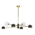 Jupiter 1973 - Lustre sur tige MOKA 4xGU10/10W/230V + 4xG9/10W/230V doré/noir/transparent