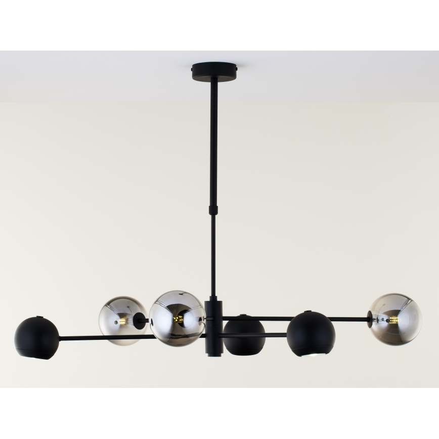 Jupiter 1974 - Suspension-barre MOKA 3xGU10/10W/230V + 3xG9/10W/230V noir/chrome brillant