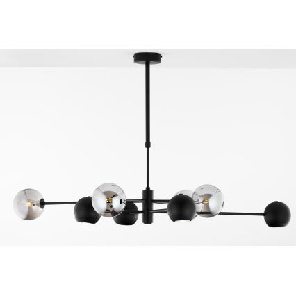 Jupiter 1975 - Lampadario a sospensione con supporto rigido MOKA 4xGU10/10W/230V + 4xG9/10W/230V nero/cromo lucido