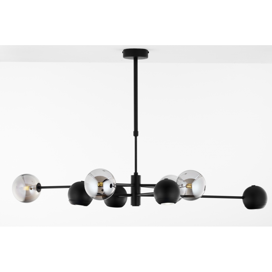 Jupiter 1975 - Lampadario a sospensione con supporto rigido MOKA 4xGU10/10W/230V + 4xG9/10W/230V nero/cromo lucido