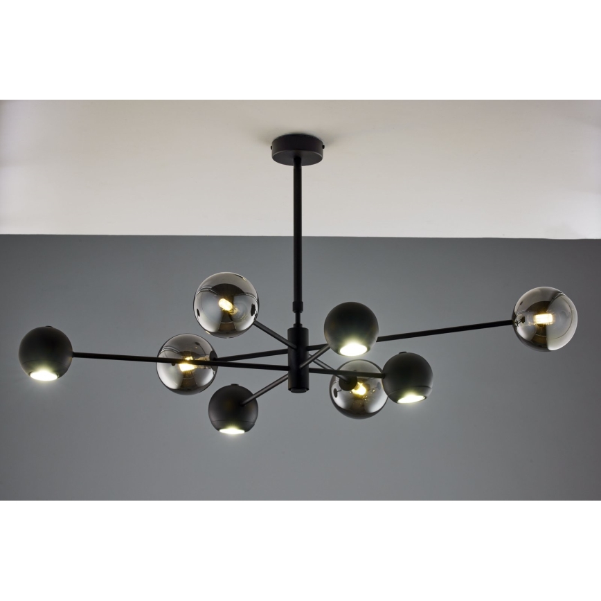 Jupiter 1975 - Lampadario a sospensione con supporto rigido MOKA 4xGU10/10W/230V + 4xG9/10W/230V nero/cromo lucido