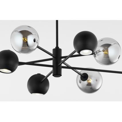 Jupiter 1975 - Lampadario a sospensione con supporto rigido MOKA 4xGU10/10W/230V + 4xG9/10W/230V nero/cromo lucido