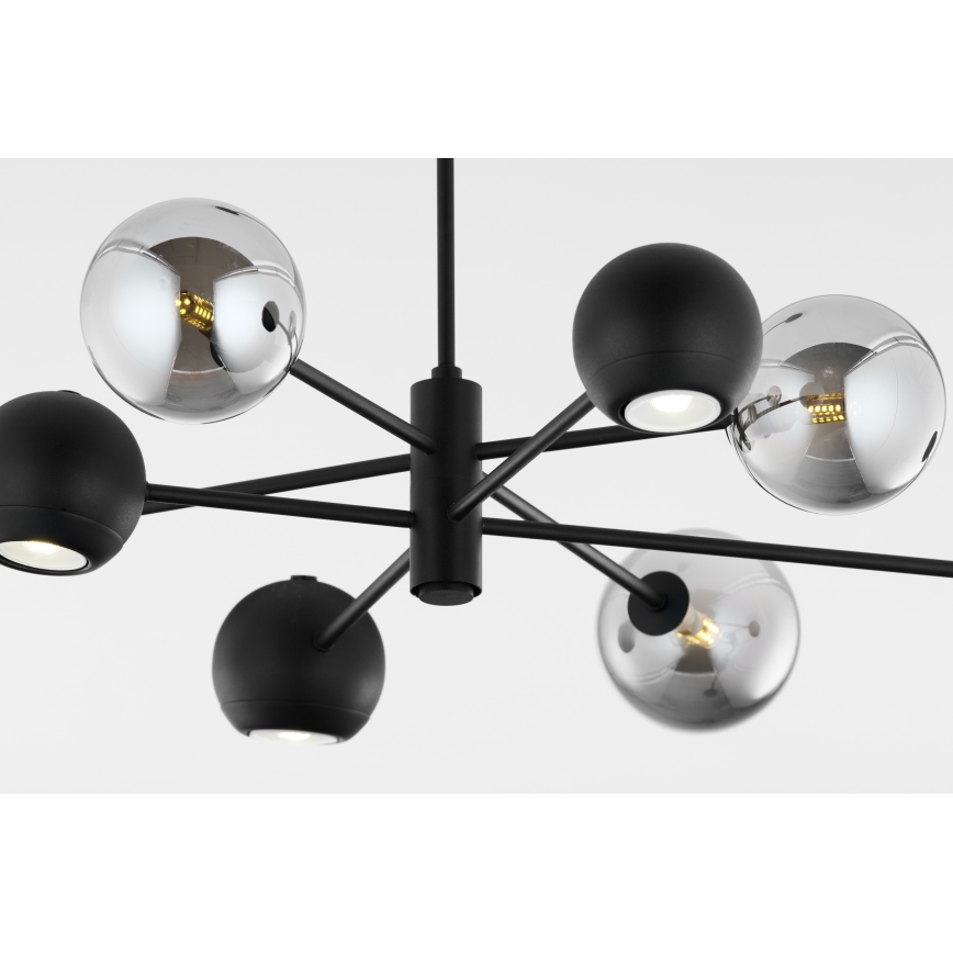Jupiter 1975 - Lampadario a sospensione con supporto rigido MOKA 4xGU10/10W/230V + 4xG9/10W/230V nero/cromo lucido