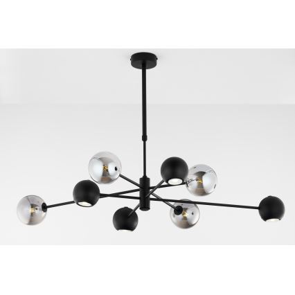 Jupiter 1975 - Lampadario a sospensione con supporto rigido MOKA 4xGU10/10W/230V + 4xG9/10W/230V nero/cromo lucido