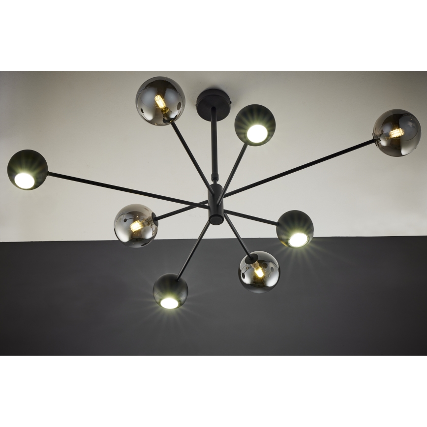 Jupiter 1975 - Lampadario a sospensione con supporto rigido MOKA 4xGU10/10W/230V + 4xG9/10W/230V nero/cromo lucido