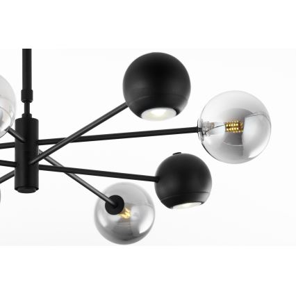 Jupiter 1975 - Lampadario a sospensione con supporto rigido MOKA 4xGU10/10W/230V + 4xG9/10W/230V nero/cromo lucido