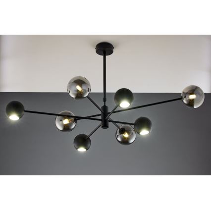 Jupiter 1975 - Lampadario a sospensione con supporto rigido MOKA 4xGU10/10W/230V + 4xG9/10W/230V nero/cromo lucido