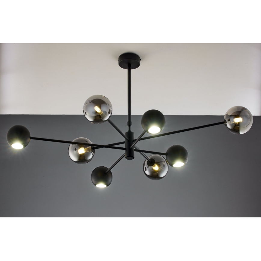 Jupiter 1975 - Lampadario a sospensione con supporto rigido MOKA 4xGU10/10W/230V + 4xG9/10W/230V nero/cromo lucido