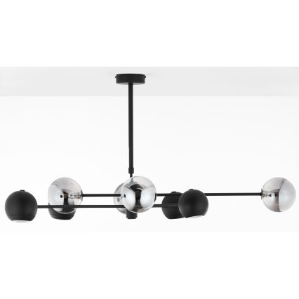 Jupiter 1975 - Lampadario a sospensione con supporto rigido MOKA 4xGU10/10W/230V + 4xG9/10W/230V nero/cromo lucido