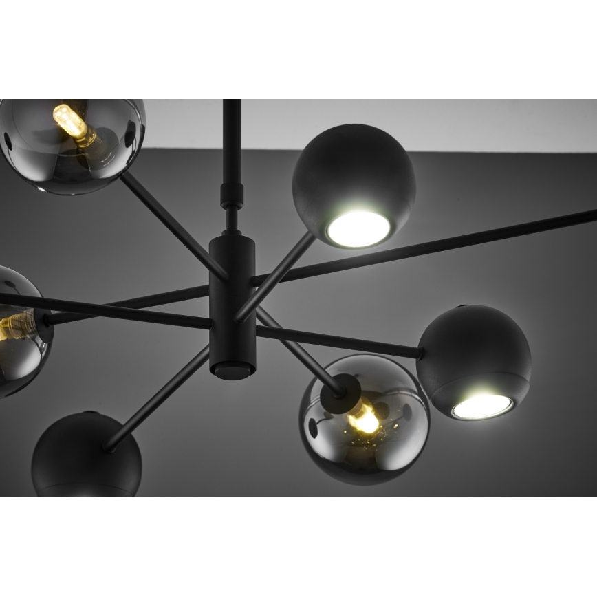 Jupiter 1975 - Lampadario a sospensione con supporto rigido MOKA 4xGU10/10W/230V + 4xG9/10W/230V nero/cromo lucido