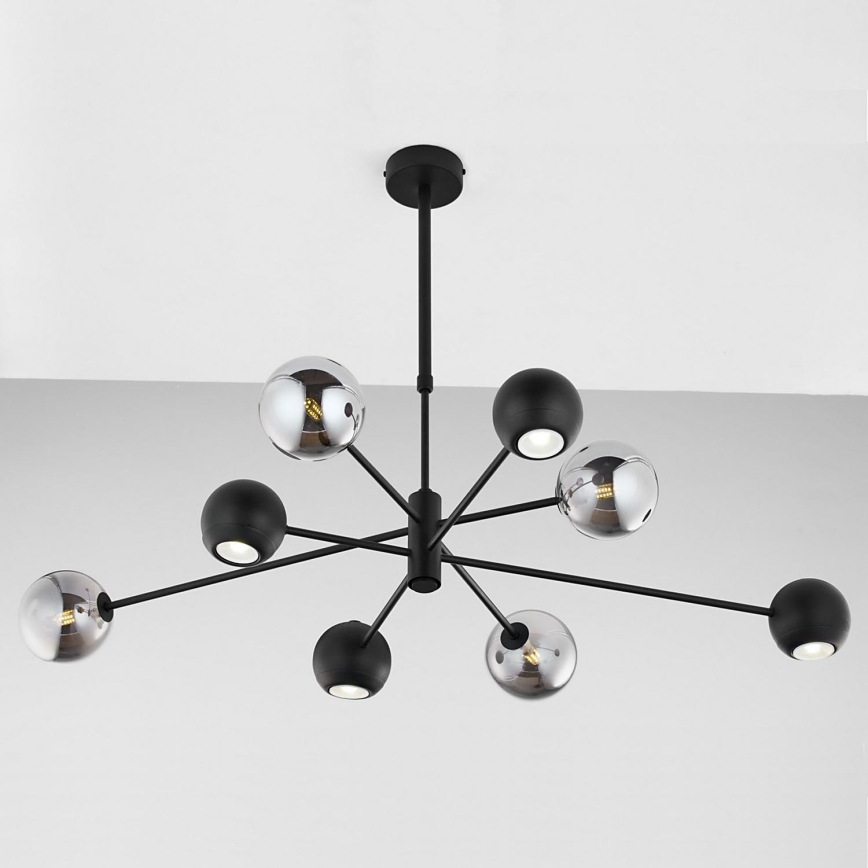 Jupiter 1975 - Lampadario a sospensione con supporto rigido MOKA 4xGU10/10W/230V + 4xG9/10W/230V nero/cromo lucido