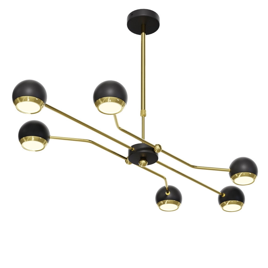 Jupiter 1979 - Lampadario a sospensione con supporto rigido TIANA 6xGU10/10W/230V nero/oro