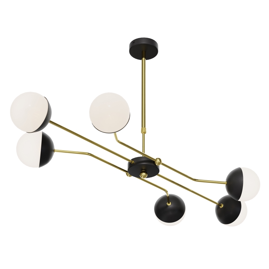 Jupiter 1981 - Lampadario a sospensione con supporto rigido TRENTO 6xG9/10W/230V nero/oro