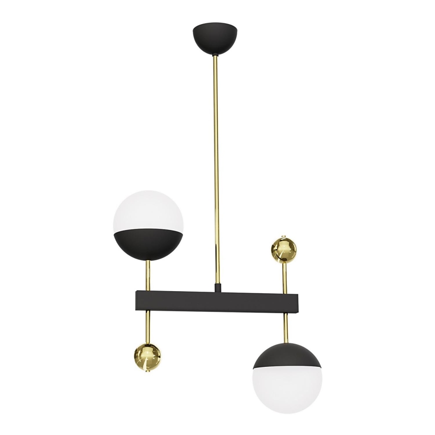 Jupiter 1986 - Lampadario a sospensione con supporto rigido DEGO 2xG9/10W/230V nero/oro