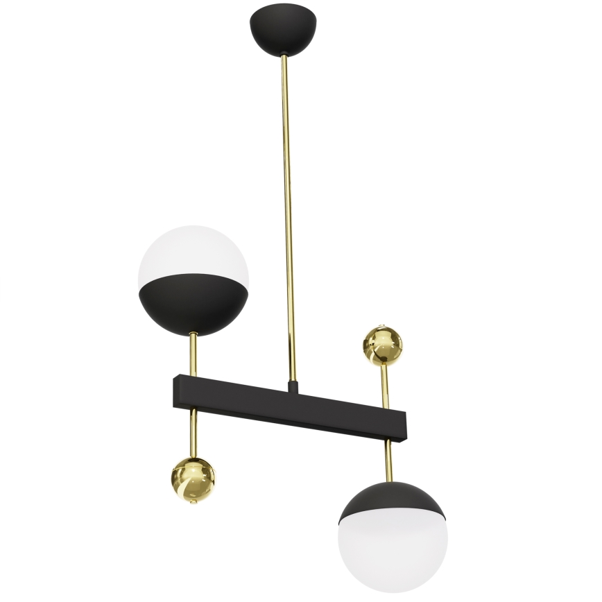 Jupiter 1986 - Lampadario a sospensione con supporto rigido DEGO 2xG9/10W/230V nero/oro
