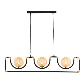Jupiter 1989 - Lampadario a sospensione con filo HANZA 3xG9/10W/230V nero/oro/beige