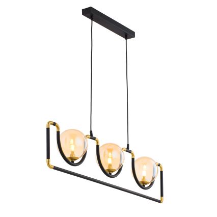 Jupiter 1989 - Suspension filaire HANZA 3xG9/10W/230V noir/doré/beige