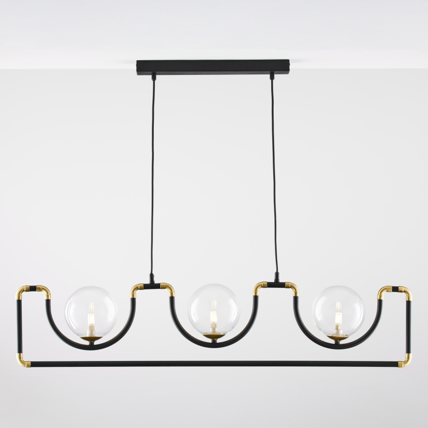 Jupiter 1990 - Lampadario a sospensione con filo HANZA 3xG9/10W/230V nero/oro