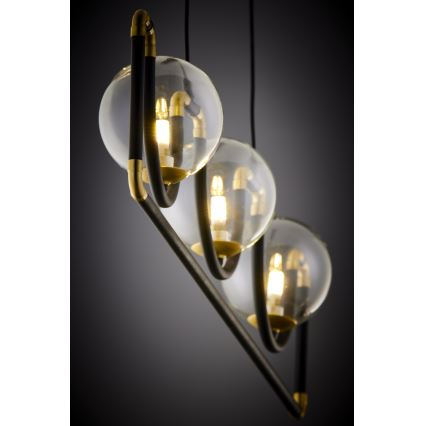 Jupiter 1990 - Lampadario a sospensione con filo HANZA 3xG9/10W/230V nero/oro