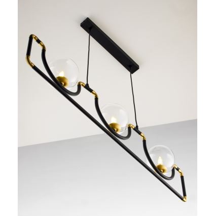 Jupiter 1990 - Lampadario a sospensione con filo HANZA 3xG9/10W/230V nero/oro