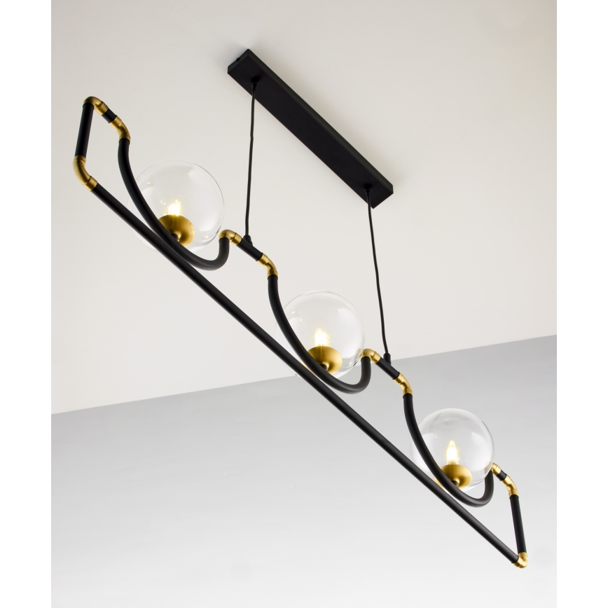 Jupiter 1990 - Lampadario a sospensione con filo HANZA 3xG9/10W/230V nero/oro